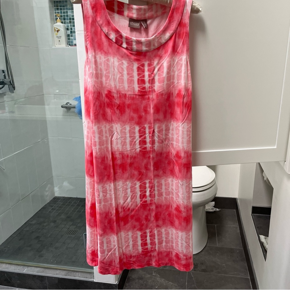 Chico’s Tie Dye Pink/White dress: Size 1
